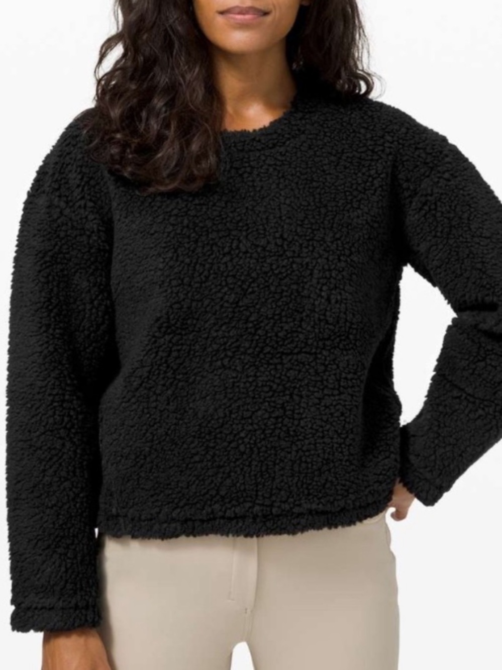 Lululemon Wool Whenever Crew Black Pullover 4 Hoodie Top
